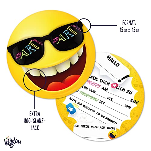 12 cartes d'invitation pour anniversaire et fête, les cartes Smiley sont les invitations parfaites pour les filles et… - Image 3