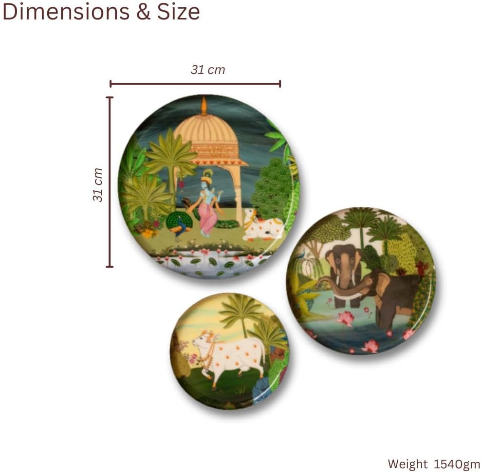 RITUALISTIC Dwarika Pichwai Wall Sculpture for home decoration | Wall decor items for living room | Metal Wall décor |Gift items for unisex |wall art |Home Décor Valentine's day Gift Items | Set of 3