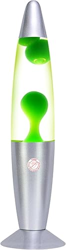 Lámpara de magma verde con para adultos y niños, lámparas de movimiento líquido de 13 pulgadas, luz nocturna con base plateada y decoración de tapa