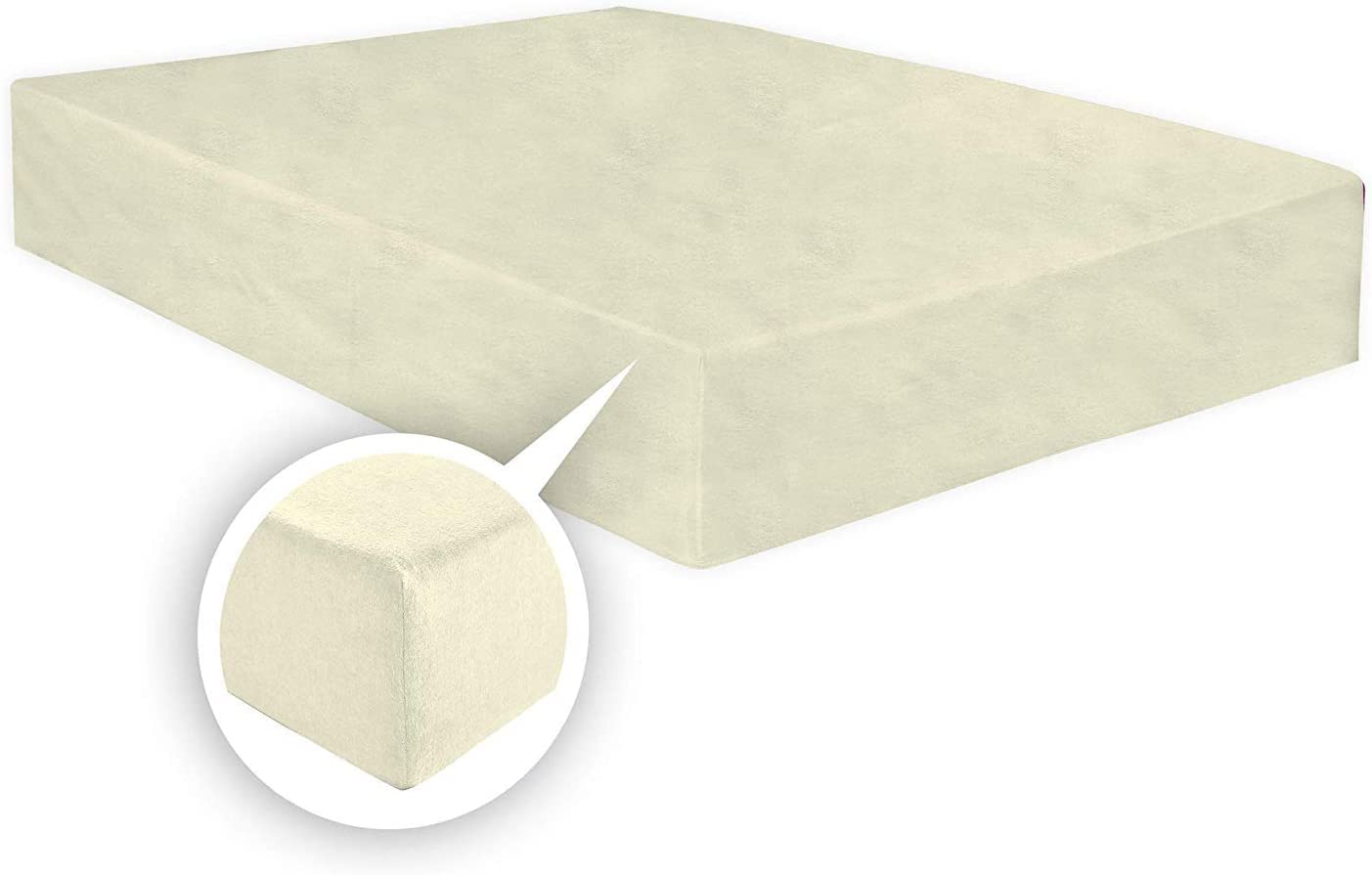 Thermal Flannelette Fitted sheets 25cm-100% Brushed Cotton Flannel Fitted Sheets-Warm & Cosy Thermal Fitted sheets-Elasticated Corners Fitted Bed Sheets (Cream, Single)