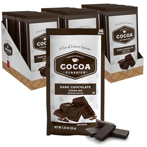 Cocoa Classics Dark Chocolate Cocoa Mix, Hot or Iced, 1.25oz, 36 Pack