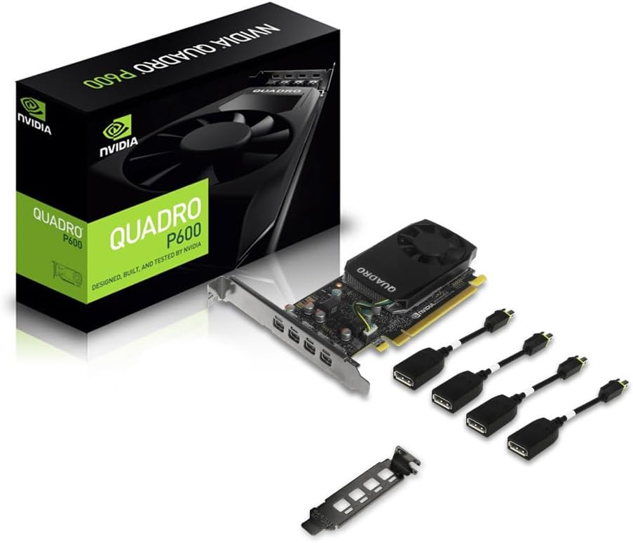 Lenovo PNY Nvidia Quadro P600 2GB GDDR5 4-Port Mini-DisplayPort Graphics Card is Compatible with Mini Tower Form Factor Machines(Renewed)