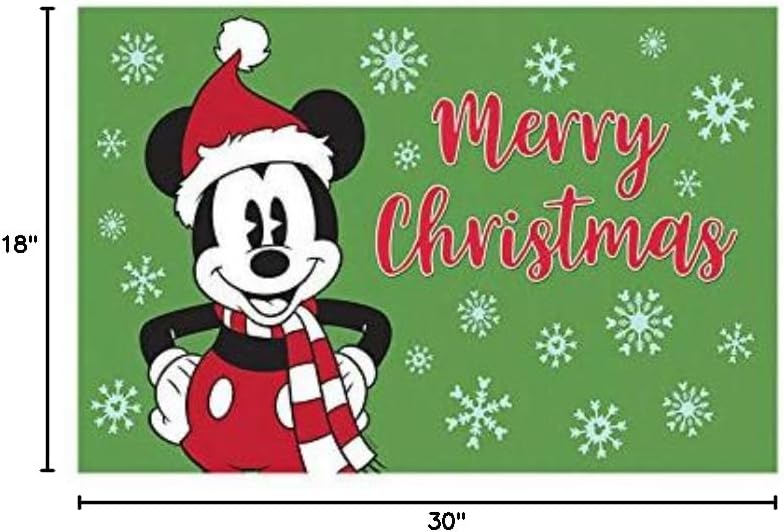 Flagology.com, Disney, Merry Christmas Mickey Doormat– 18″ x 30″, Outdoor/Indoor, Heavy Duty Recycled Rubber, Non-Slip Backing, Vibrant Colors, Licensed Disney, Christmas