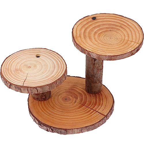 UPKOCH 3 Tier Cupcake Stand Wood Tiered Tray Rustic Round Cake Stands Display Holder Farmhouse Dessert Tree Tower Wood Slices Plant Stand Wedding Centerpiece for Party