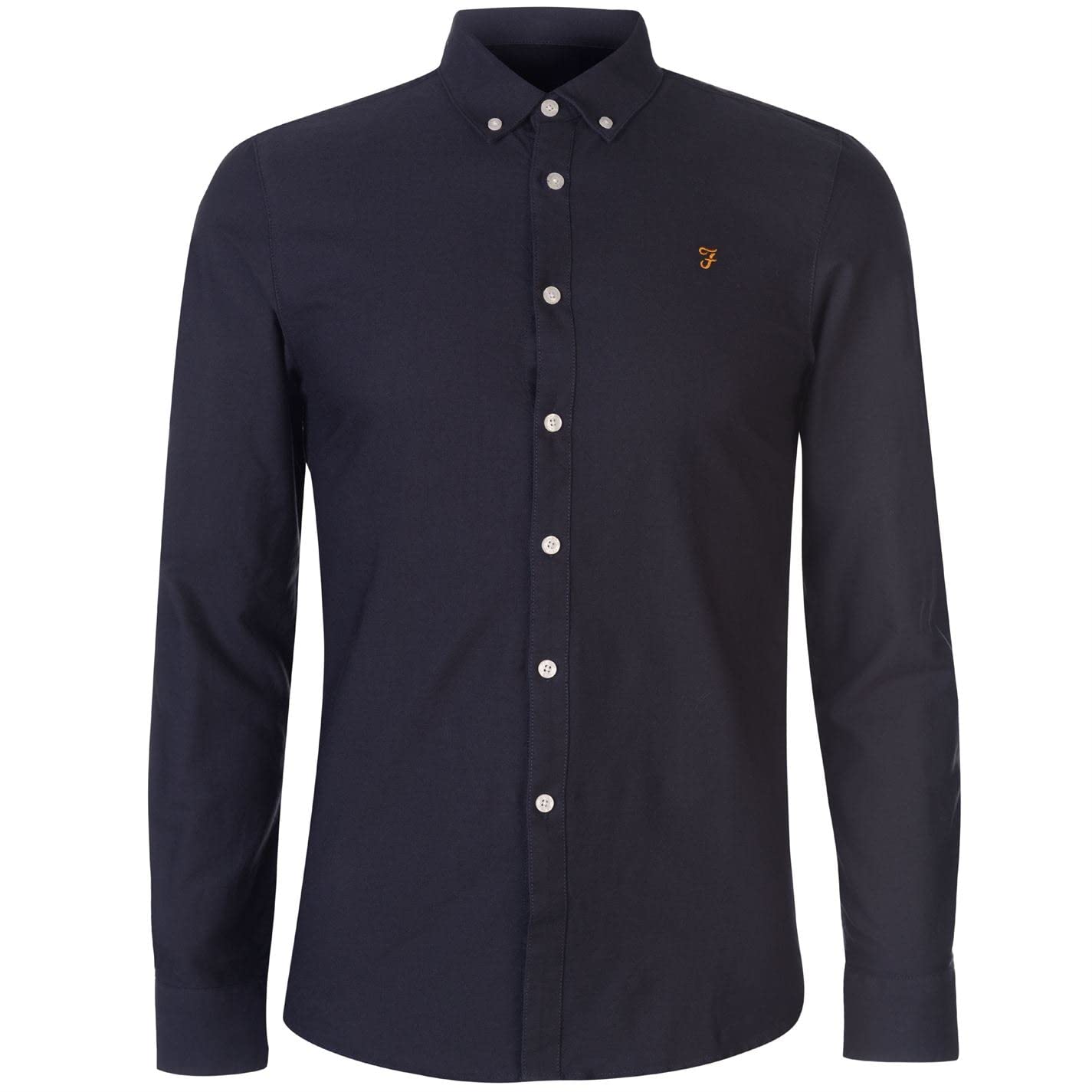 Farah Gold Brewer Slim Fit Organic Cotton Oxford Shirt - Navy - L