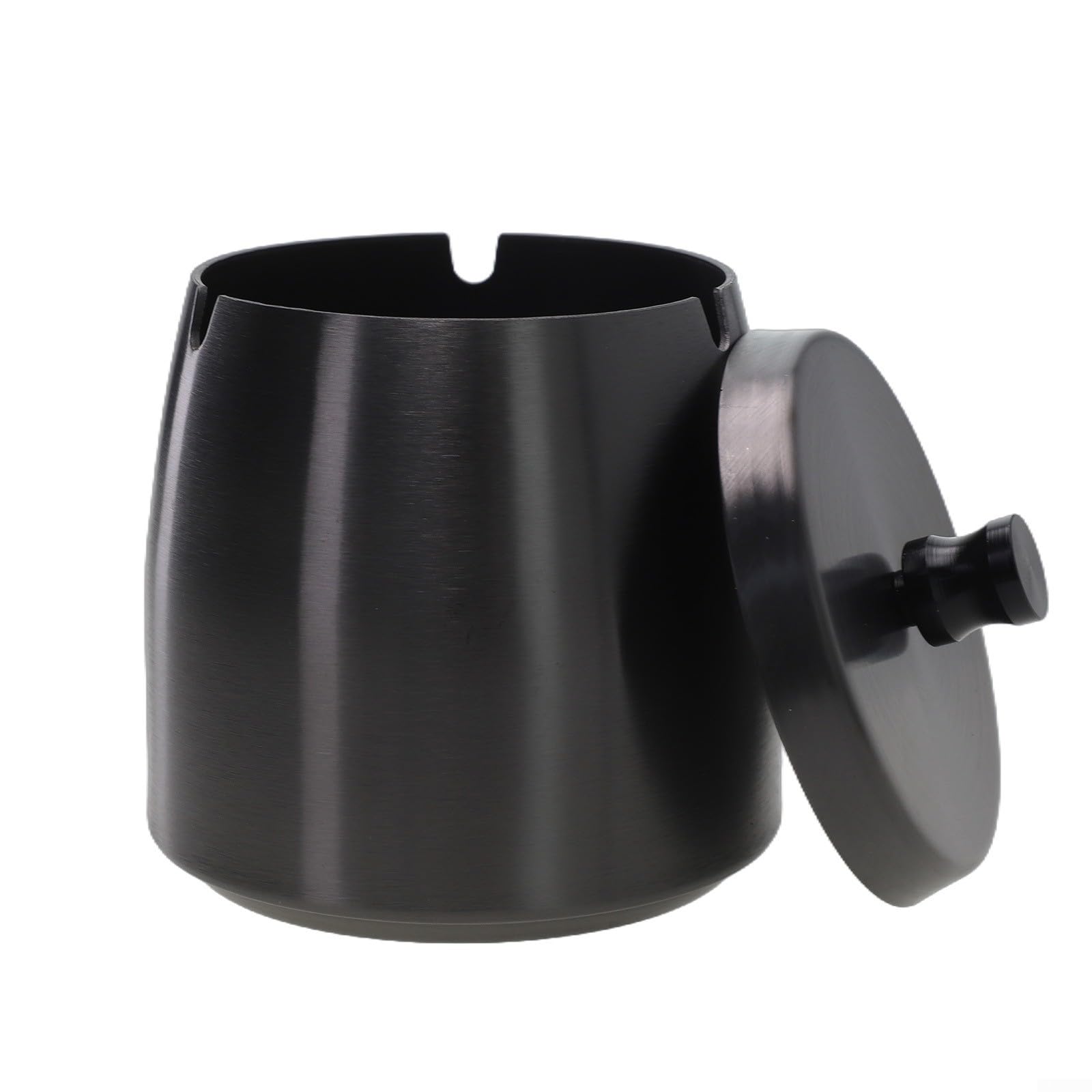 Portacenere da tavolo in acciaio inossidabile, antivento, con coperchio, grande capacità, per uso esterno, base antiscivolo, per casa, bar, caffetteria e decorazione del giardino (H)