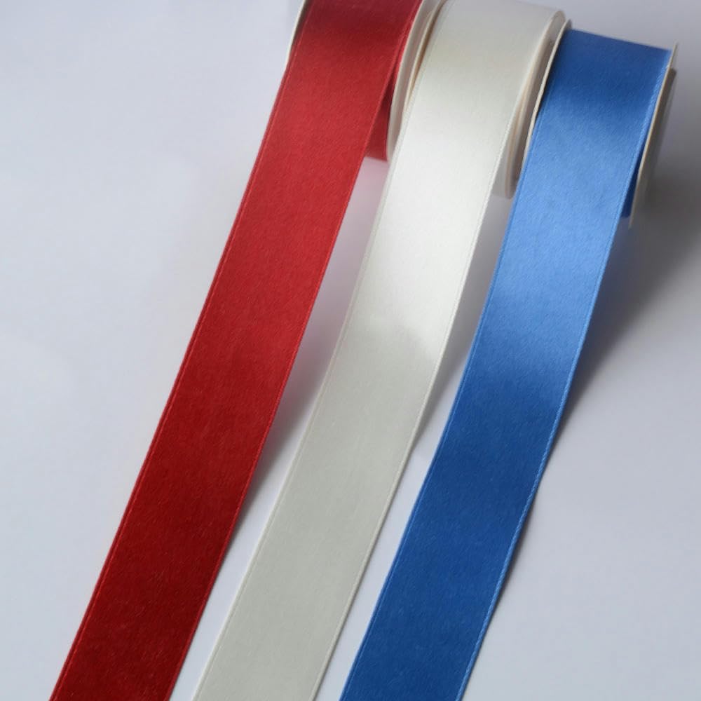 100% Seidenband, doppelseitiges Maulbeer-Satin-Seidenband, 50 mm x 3 m, Farbe 202, Weiß