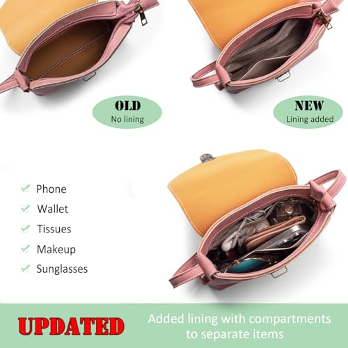 LaRechor Kleine Umhängetasche Damen mit Sicher Schloss, Vegan Leder Handtasche Mini Mädchen Teenager Frauen Tasche zum Umhängen (Pink)