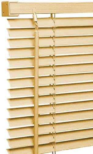 Ruby Deals PVC Venetian Blinds 25mm Thin Slats Kitchen blind Windows Treatment Easy Fit Curtains Trimmable Fittings Open & Close Home Blind (Natural Wood Grain Effect, 60cm x 213cm)
