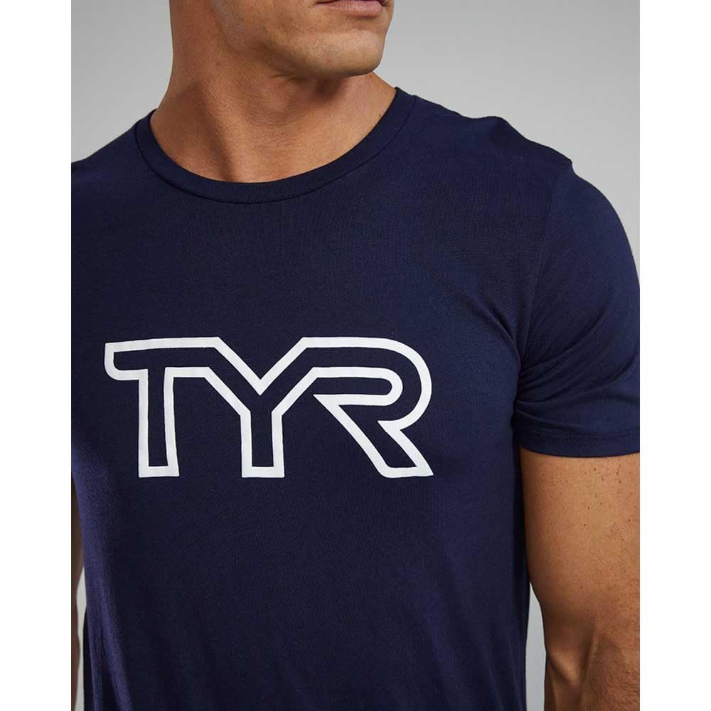TYR Unisex Ultrasoft lekka koszulka z krótkim rękawem z dużym logo Tech Tri Lg UX, granatowa, M, granatowy, M