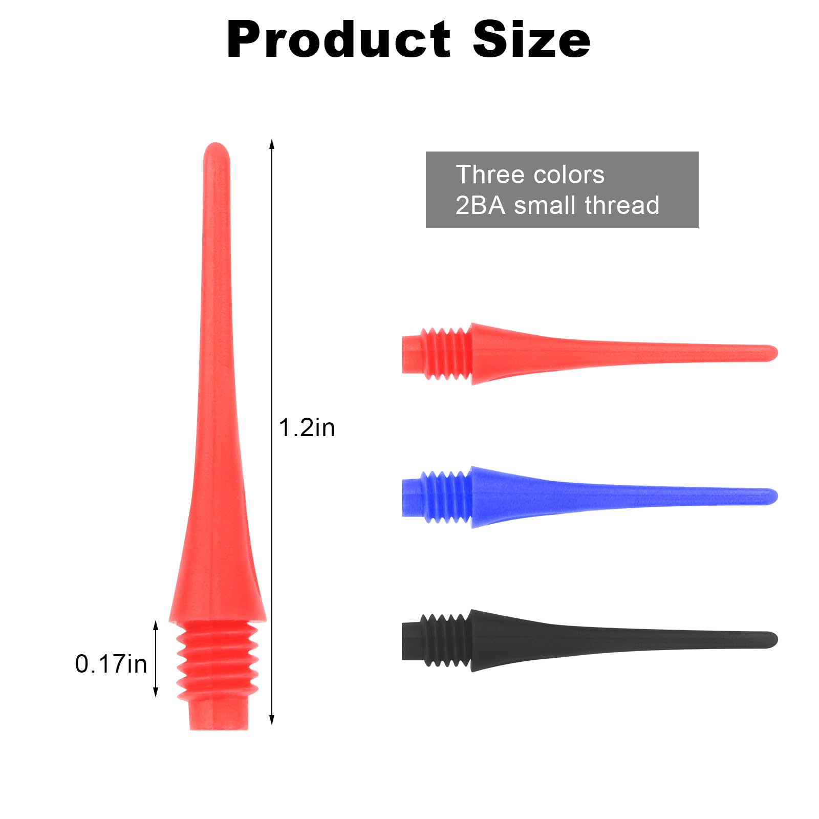WJUAN 200 Pezzi Freccette Punta Plastica, Rosso Freccette Soft, Filo 2BA Freccette Professionali, Punta di Ricambio Freccette, Morbido e Solido, Perfetto per Appassionati di Freccette