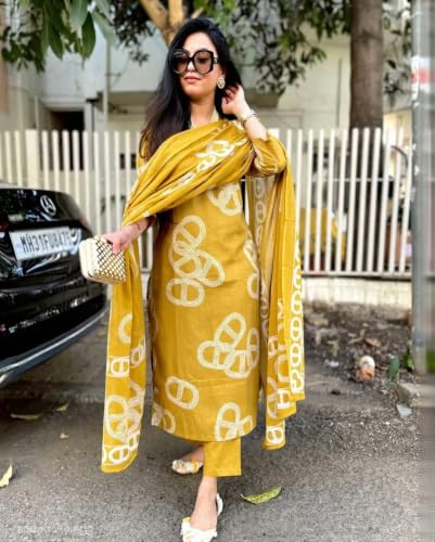Image of Nermosa Women Printed Stragiht Kurta and Pant set with Dupatta