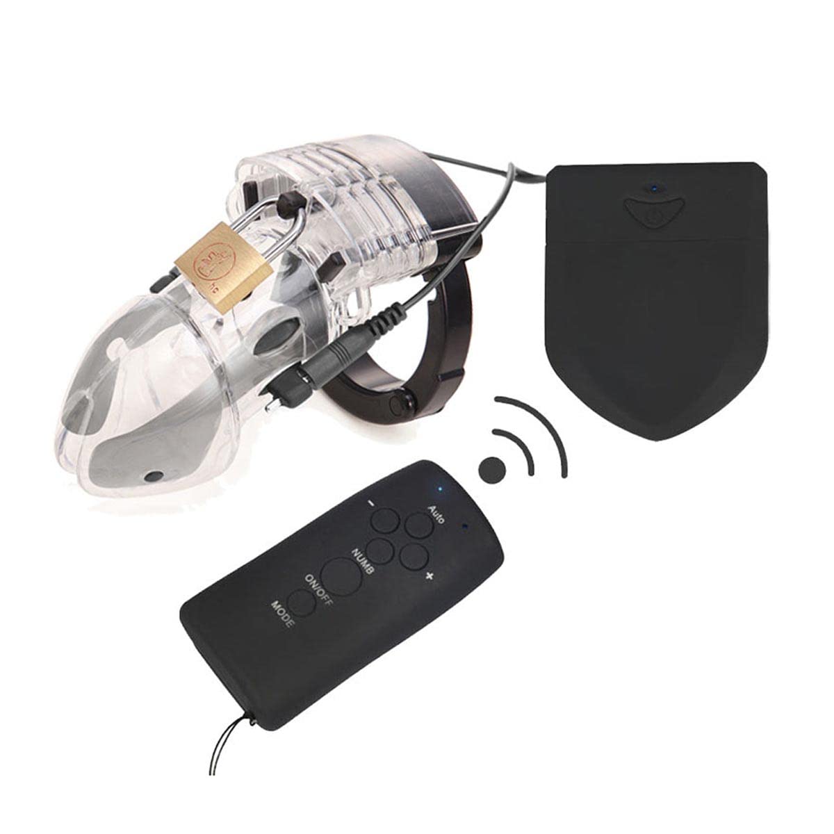 Cintura di Castità per Elettroshock con Gabbia per Pene per Uomo, Dispositivo di Castità E-Stim Sessuale Gabbia di Castità con Telecomando Senza Fili Blocco Bondage Fetish Sex Toy Nero