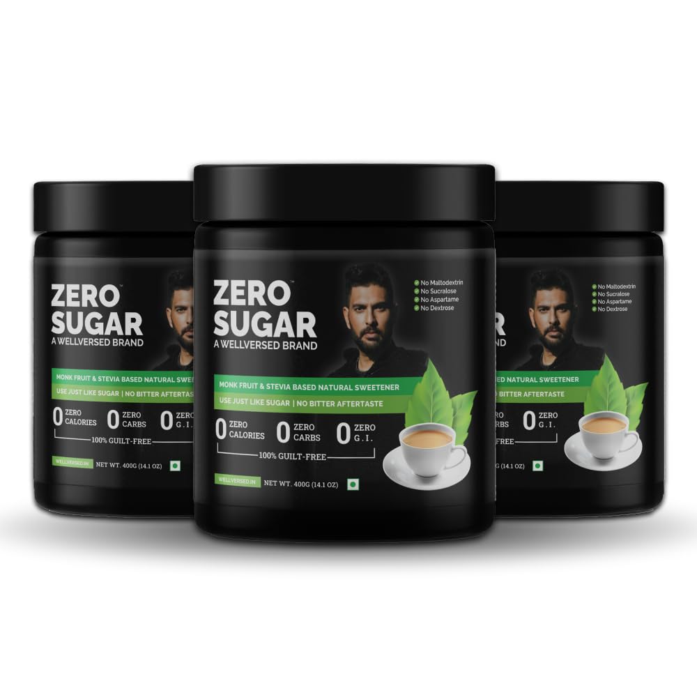 Zero Sugar (3X400G)|Stevia & Monk Fruit Sweetener|No Maltodextrin,No Aspartame|No Bitter Aftertaste|Sugarfree|Tastes Just Like Sugar|Ultra Low Gi Keto Sweetener|Natural Sweetener