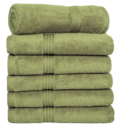 Bliss Casa - Large Hand Towels (6 Pack, 50 x 100 cm) - 100% Combed Cotton - Premium Quality, Ultra Soft and Highly Absorbent, Hotel & Spa Quality Hand Towels Army Green 50 x 100 - 6 Pack