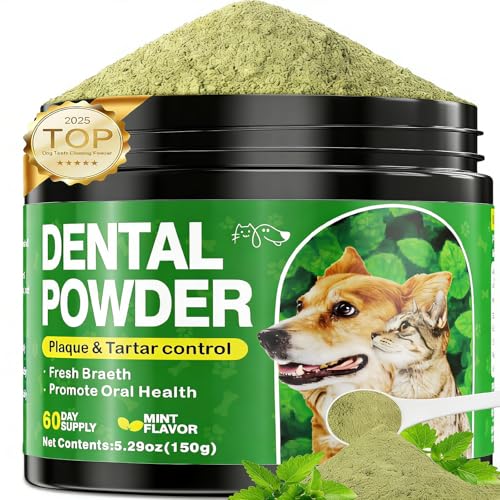 Eglagen Dog Dental Powder, Dog Teeth Cleaning Powder and Cat Breath Freshener, Reduces Plaque & Bad Breath Off Pet Dental Care Supplies Tartar Remover for Dogs & Cats(150g)