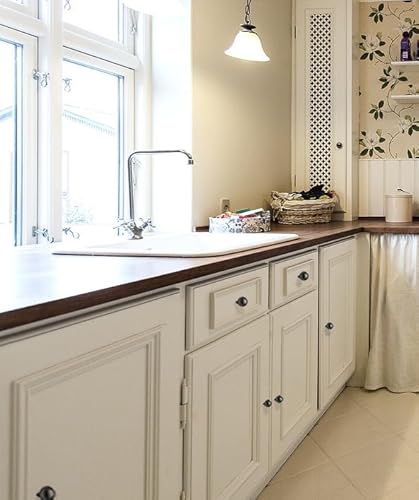 Savagrow 4Pcs Solid Round Ball Cabinet Knobs 0.98" Dia Polished Kitchen Hardware Knobs For Cupboard Drawers, Pearl Black #TOP6