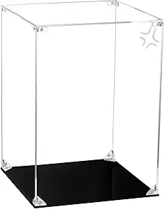 CHILLCASE Clear Acrylic Display Case with Meaningful Engraving Design,Self-Assembled Display Box,Dust-Proof Showcase for Action Figures Collectibles(Angry,9.8×9.8×13.8 inch