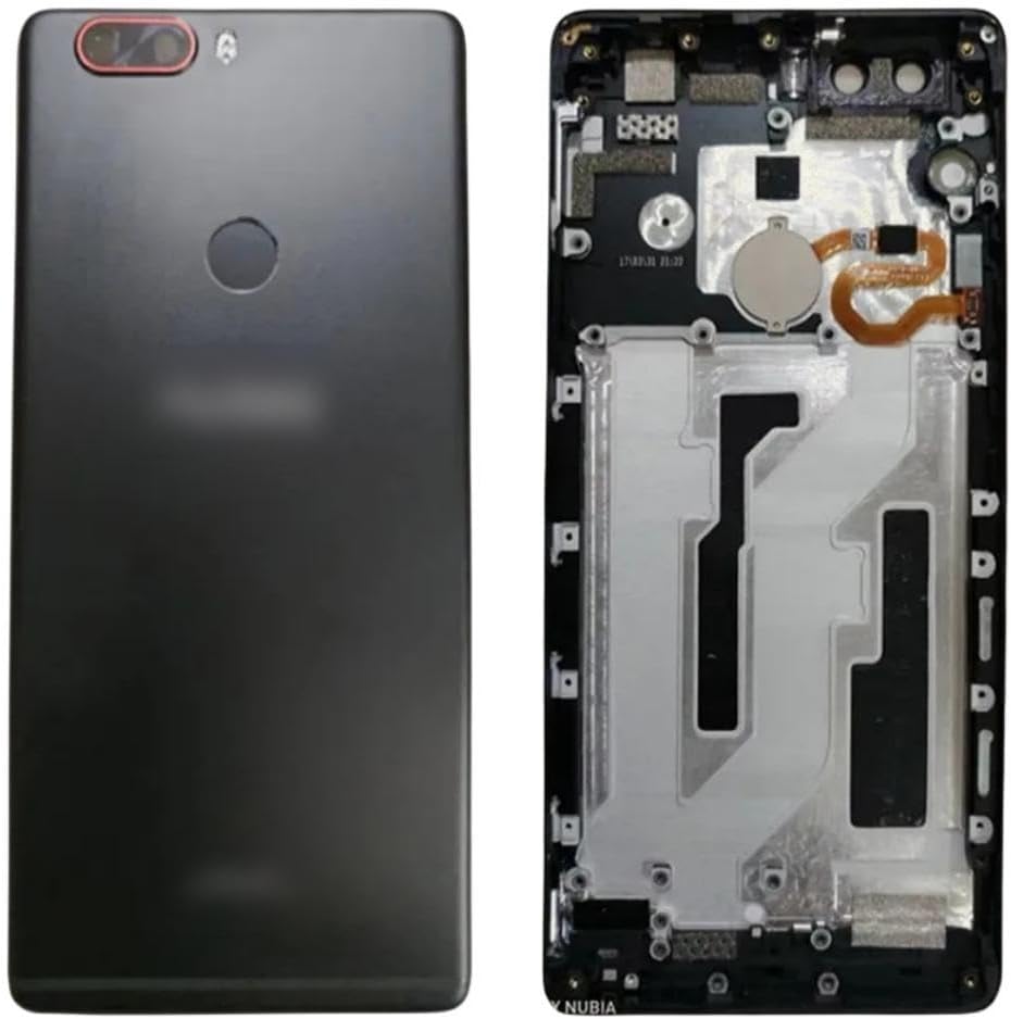 SHOWGOOD for ZTE Nubia Z17 NX563J NX563H Back Battery Cover Door Housing case Rear Glass Parts with Lens (Gold with Fingerprint)