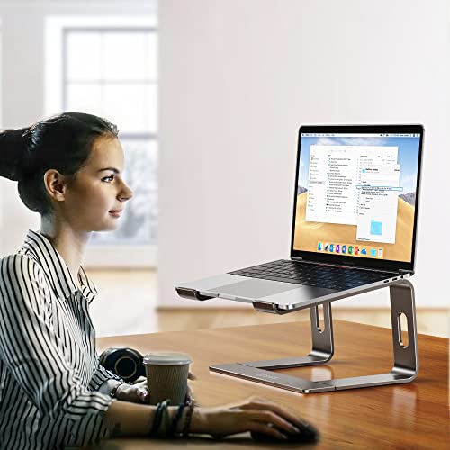 Image of BESIGN LS03 Aluminum Laptop Stand, Ergonomic Detachable Computer Stand, Riser Holder Notebook Stand Compatible with Air, Pro, Dell, HP, Lenovo More 10-15.6 inch Laptops, Gray by Blackwik