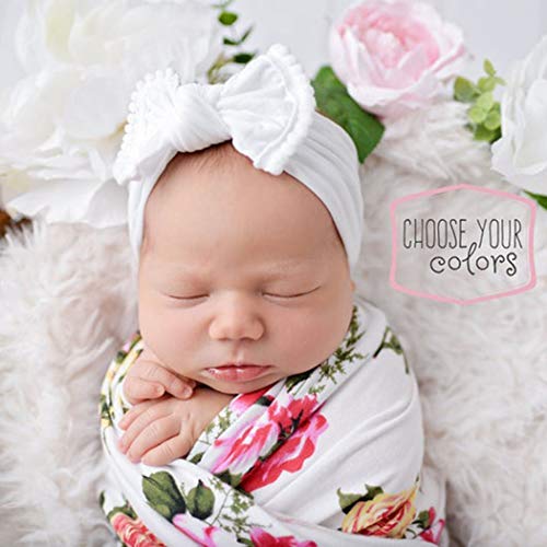 Image of CanB Hair Bow Headband for Infant and Toddler - Stretchy Knot Nylon Baby Accessories (White)