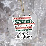 Evans1nism Lowa State Acryl Weihnachten Ornament Besucherort Weihnachten Runde Ornament Weihnachtsfeier mit Loch Heimstaat Weihnachtsdekoration für Paar Geschenk 7,6 cm