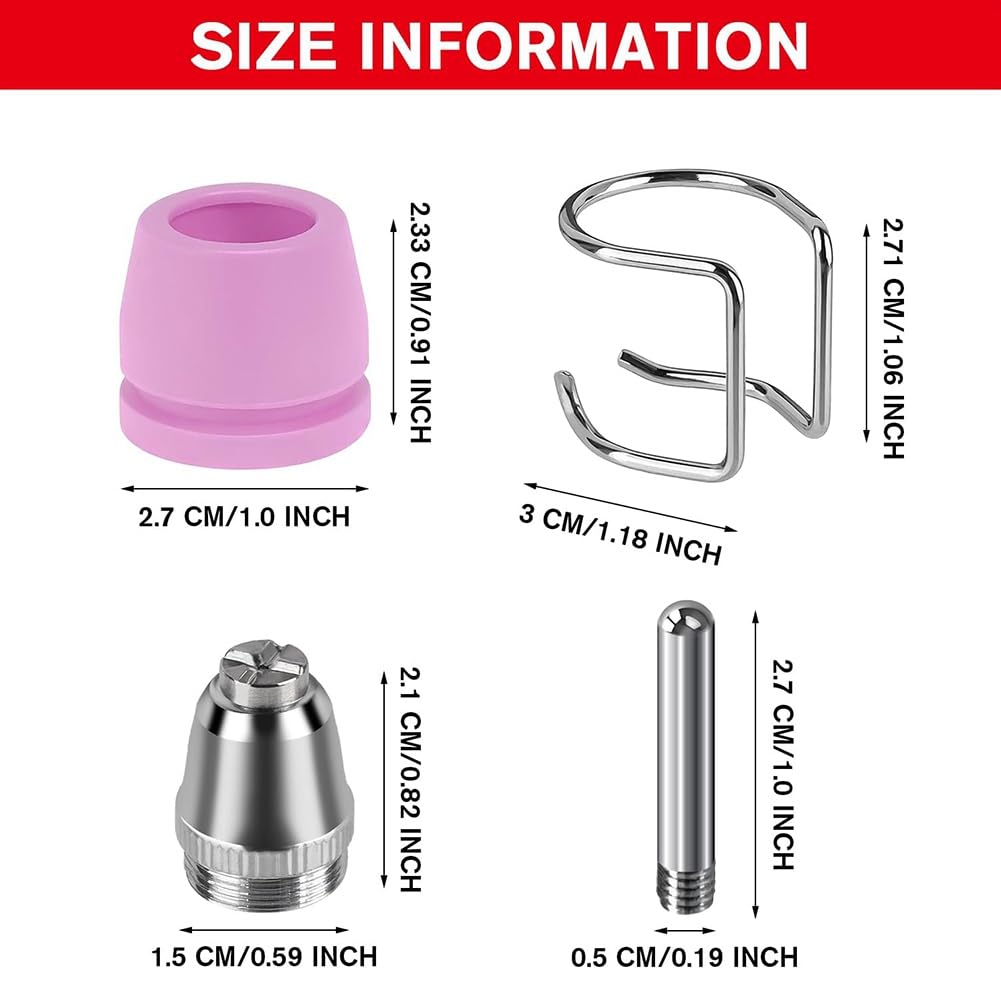 Kit de 50 Consumibles para Cortadora de Plasma AG60P. Incluye Puntas y Boquillas para Antorcha de Corte. Compatible para AG60 y WSD60.