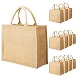 Segarty Tote Bags, 12 Pack Small Burlap Jute Bag Reusable Canvas Gift Favors Bag with handles Blank Totes Bulk for Bridesmaid Wedding, Women Grocery Shopping, Bachelorette Party, Beach Trip, DIY