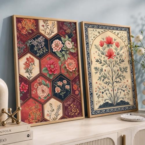 Image of kotart - Wall Paintings for Home Decoration Pichwai Art Painting for Wall Decoration Poster With frames Traditional Indian Art Madhubani Paintings Living Room Indian Home Decor Frames Framed Painting Room Bedroom Office Decor set of 2 (8, (14x20 Inch), Framed)