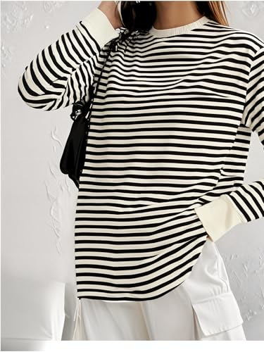 Image of MACK JONNEY Women Striped T-Shirt || T-Shirt for Women || Full Sleeve T Shirt || T-Shirt-MACK640527