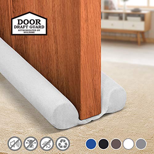 Holikme Twin Door Draft Stopper Weather Stripping Noise Blocker Window Breeze Blocker Adjustable Door Sweeps 34inch White