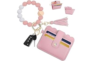 Wristlet Wallet Keychain with Beaded Bracelet for Women