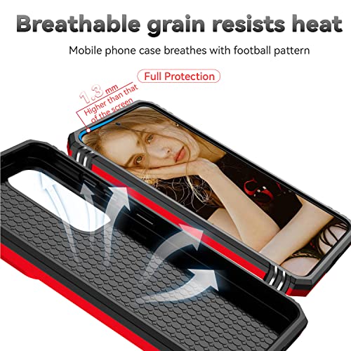 Compatible With Samsung Galaxy S23 Plus 5G Case,Hd Screen Protector,Built Slide Camera Protection Cover,Military Dual Layers Hybrid Bumper Heavy Duty Protective Phone Case For Galaxy S23 Plus Red #TOP5