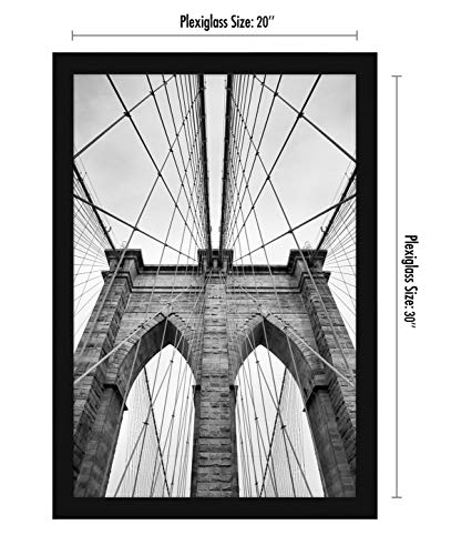 Americanflat 20x30 Poster Frame with Polished Plexiglass - Black Picture Frame - Wide Photo Frames Made of Engineered Wood for Vertical or Horizontal Wall Display - Epic Collection - Black