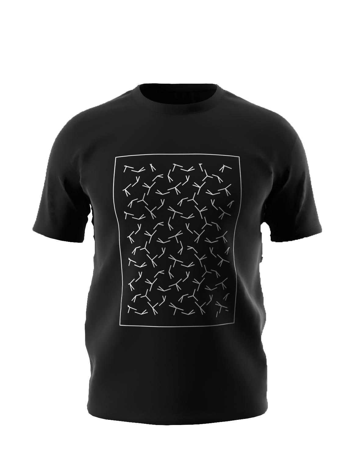 RARY" Falling Sticks Regular Fit Crew NeckPrinted T-Shirt for Men - Black