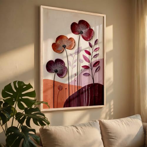 Image of kotart Aesthetic flower Art Home Decoration Painting | Floral Paintings With Frame For Living Room Bed Room Hotel Wall Decor Digital Reprint (13x17 inch)