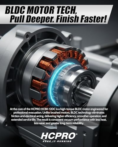 Bomba de Vacío HCPRO 12 CFM Doble Etapa para HVAC y A/C Automotriz, Motor BLDC A2L Seguro, con Manómetro Integrado, 100-240V, Bomba de Evacuación de Vacío Profundo para Mini Split miniatura 6