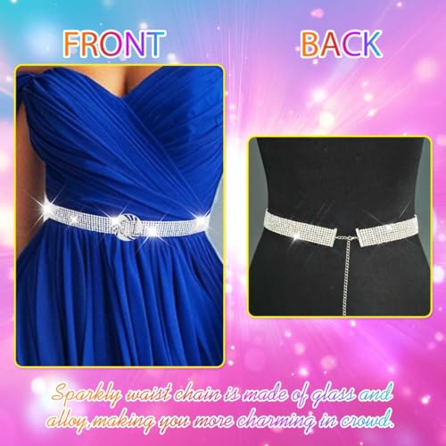 COSYDAYS Sparkly Rhinestone Belts Silver Crystal Dress Belt Fashion Waist Accessories for Women2