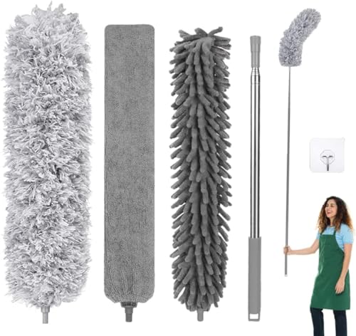 Fogray Extendable Feather Duster, Bendable Microfiber Duster with...