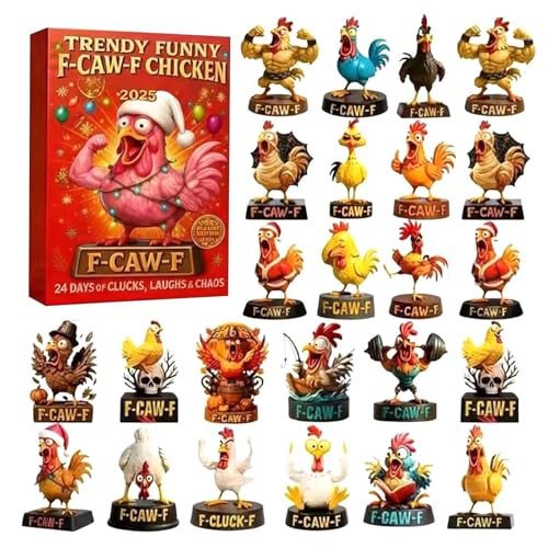 Calendrier de l'Avent Noël 2025 anti-ennui avec figurines poules amusantes