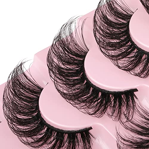 Mink Eyelashes 20Mm Cat Eye Lashes Fluffy Mink Lashes Pack Wispy Natural D Curl Volume Strip False Eyelashes 7 Pairs Fox Eye By Heyalice (Hy1) #TOP2