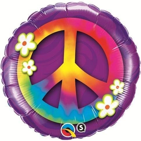 Rainbow Peace Symbol Flowers 18" Mylar Balloon