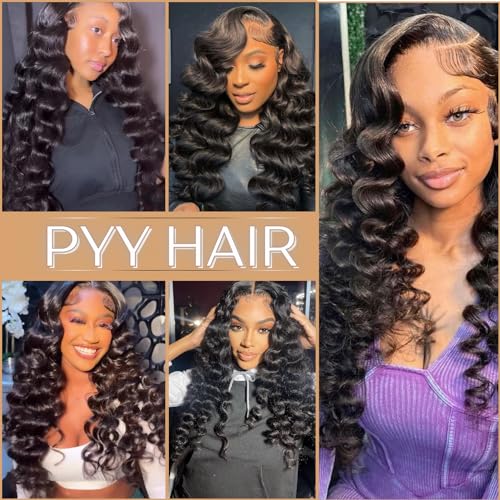 pyy deep wave lace front wigs human hair 200 density deep wave wig 13x4 hd lace frontal wigs for black women glueless wigs pre plucked with baby hair 24 inch