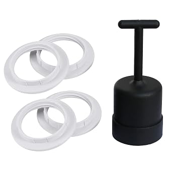 4 Pcs Medium Base Threaded Rings & 1pcs Black Shade Ring Removal Tool for E26 Base Sockets with Diameter of 1-1/2" White,Inner 38mm