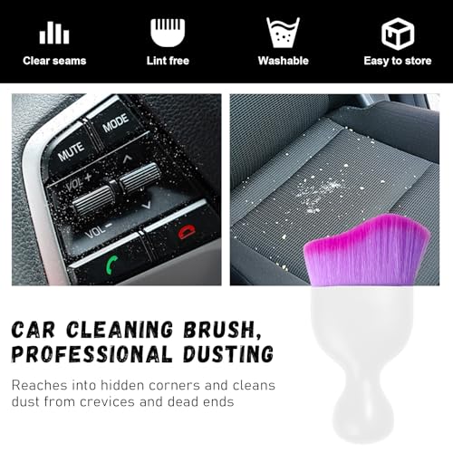 image for Ziciner Car Detailing Brush, Curved Soft Bristles Auto Removal Dust Co
