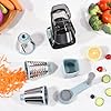 Rotary Cheese Grater with Handle Kitchen Shredder Slicer Grater Slicer Ice Shaver Cheese Vegetable Nuts Potato Zucchini Chocolate 3 Interchangeable Blades (GreyBlue) #1