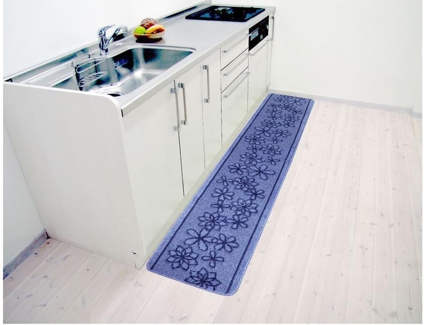 オカ キッチンマットＮベルラ 240cm&times;45cm ブルー