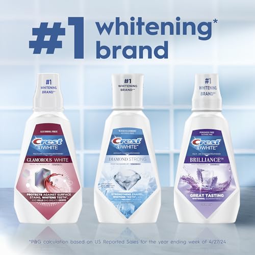 Image of Crest Mouthwash /Mouth Rinse, 3D White Brilliance Whitening, Alcohol Free, Clean Mint, 2x1L (33.8 fl oz) (Pack of 3)