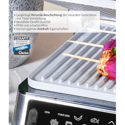Genius Chef Kontaktgrill, Elektrogrill Edelstahl für Sandwiches Steak, abnehmbare Grillplatten, Sandwichtoaster, inkl. 2 Grillplatten, Set 6- tlg, Grau – Bild 5