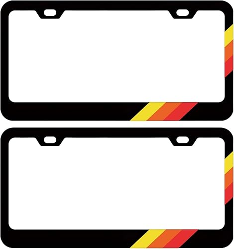 CHLSD Paquete de 2 marcos tricolores de 3 colores amarillo naranja rojo para matrícula deportiva con tapas de rosca para Toyota Tacoma 4Runner